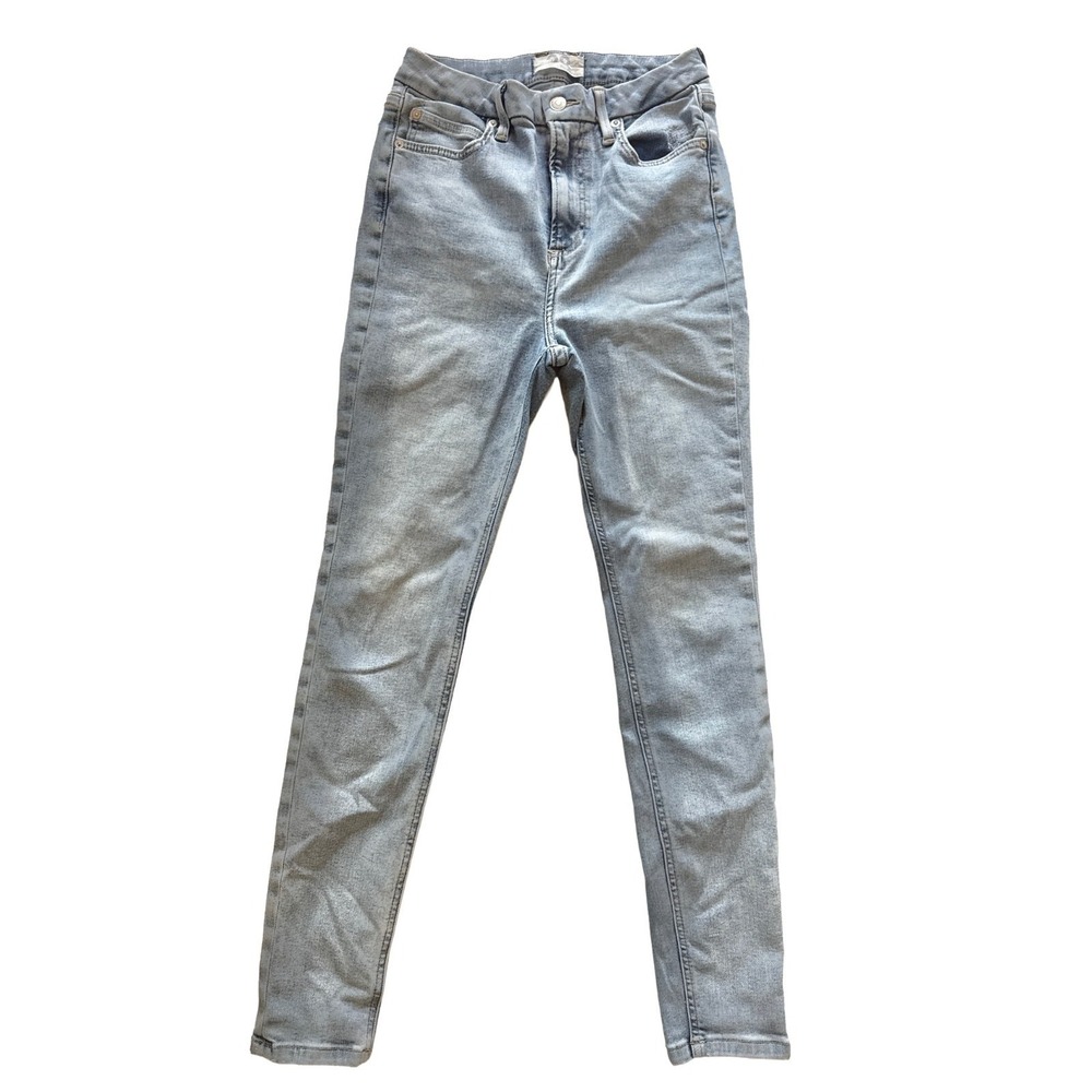 We The Free Acid Wash Skinny Jeans High Rise Raw Edge Hem Size 28 Women's Trendy